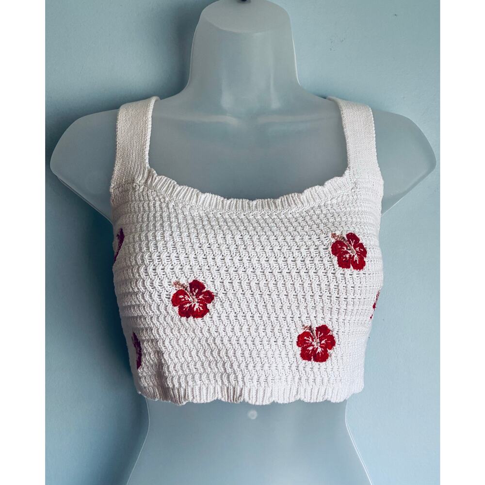 Crochet Floral Boho Festival Crop Top Tank Small